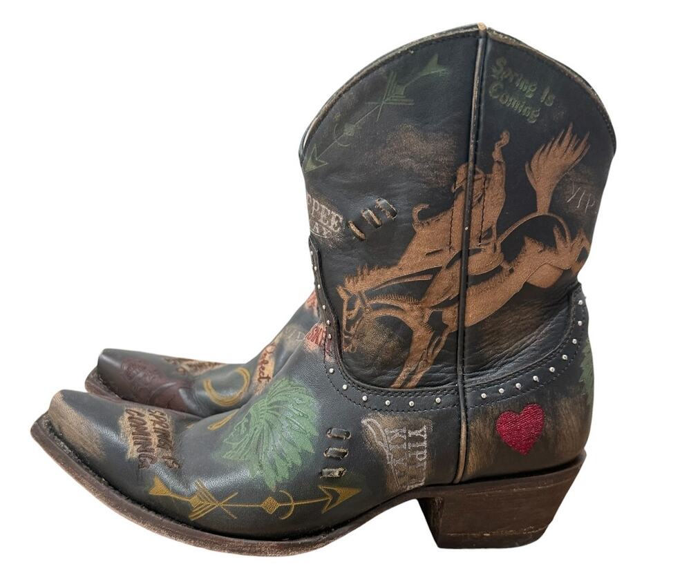 Old Gringo Yippee Ki Yay Grif Boots Size 7.5 Black Leather Western Cowboy Boots